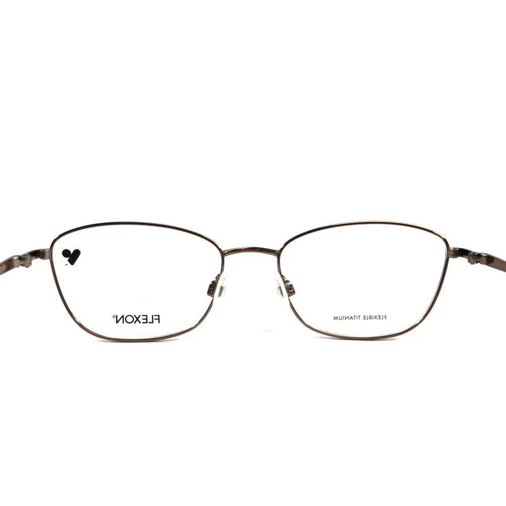 Flexon Eyeglasses Frames W3038 232 Shiny Taupe Brown Cat Eye Titanium 52-18-135